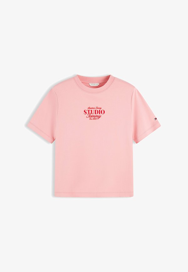 Tommy Hilfiger TOMMY HILFIGER LOGO INTERLOCK KNIT CREW NECK T-SHIRT - Print T-shirt - carnation pink