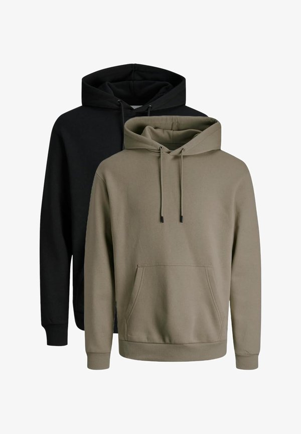 Jack & Jones 2ER PACK  - Hoodie - pack:b w black