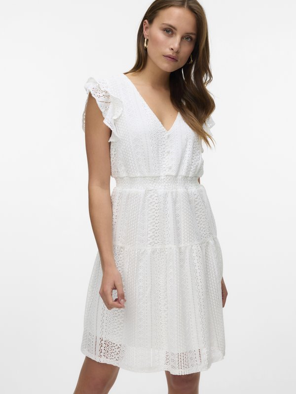 Vero Moda Lace VMHONEY Short - Day dress - snow white