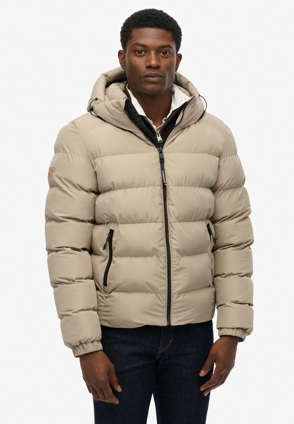 Superdry & Co HOODED SPORTS PUFFER  - Winter jacket - winter twig beige