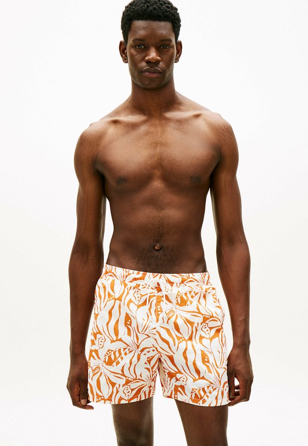 Tommy Hilfiger MEDIUM DRAWSTRING PRINT - Swimming shorts - abstract floral bonfire orange