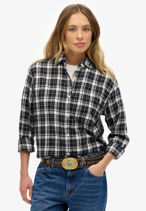 Superdry & Co Button-down blouse - black ecru check