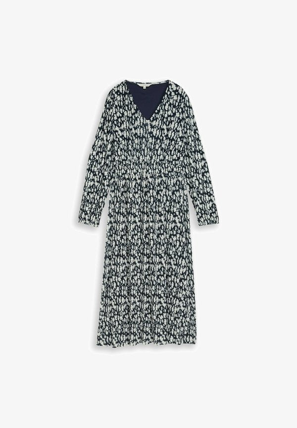 TOM TAILOR KLEIDER & CRINKLE MIDI-KLEID MIT MUSTER - Day dress - blue ginkgo minimal