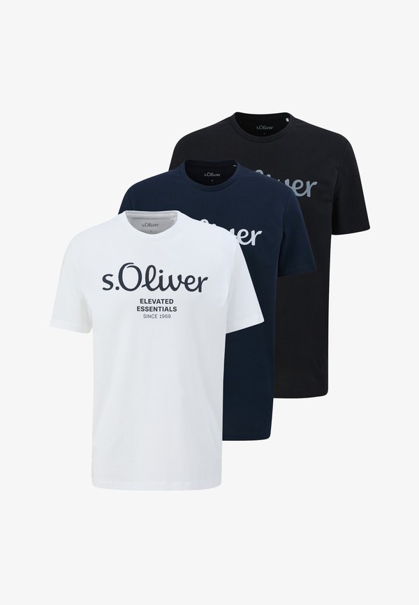 s.Oliver Print T-shirt - weiß   blau   schwarz