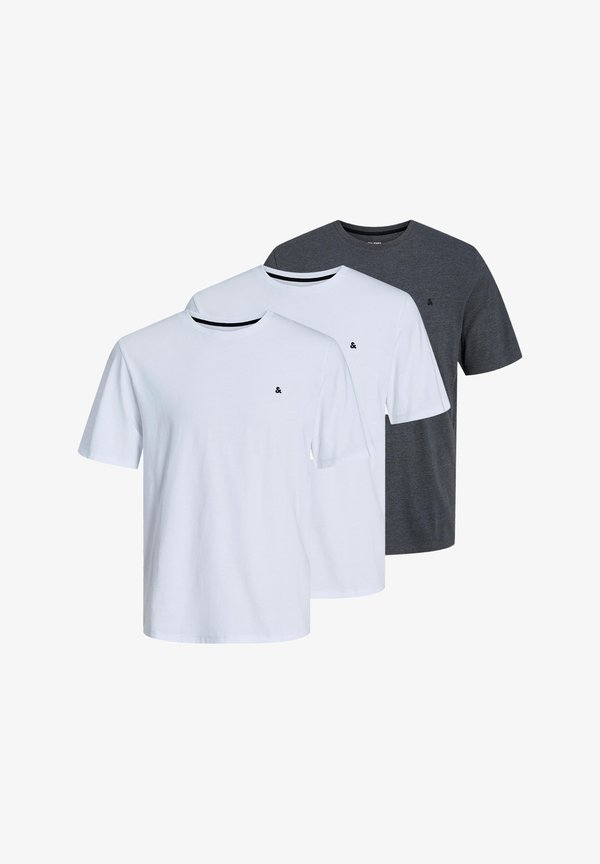 Jack & Jones 3 PACK - Basic T-shirt - weiß   dunkelgrau