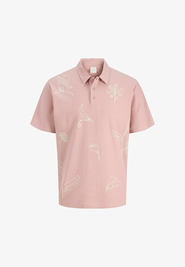 Jack & Jones MIT BOTANIK-STICKEREI KURZARM - Polo shirt - rosa