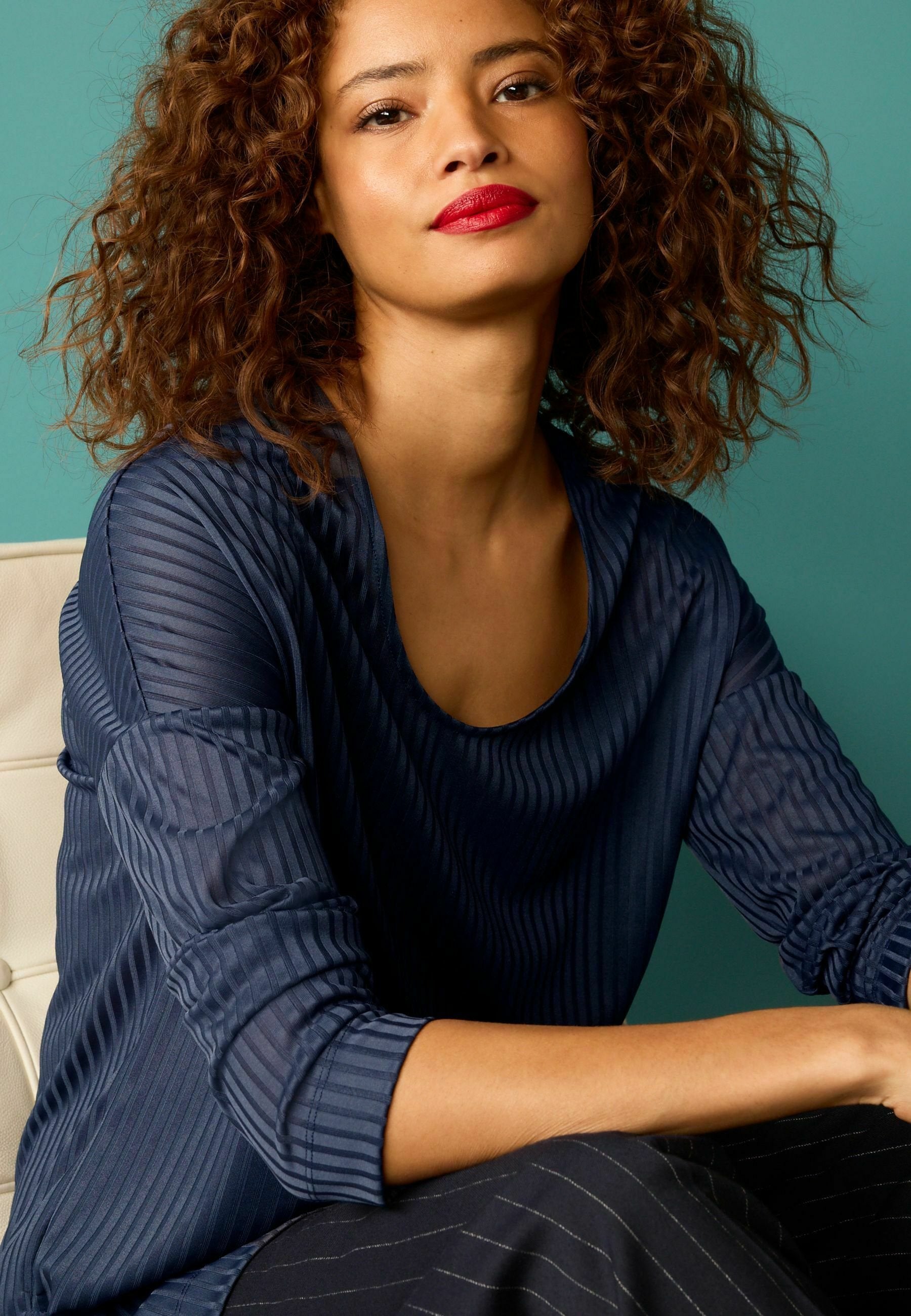 Next SCOOP NECK LONG SLEEVE RIBBED BLOUSE