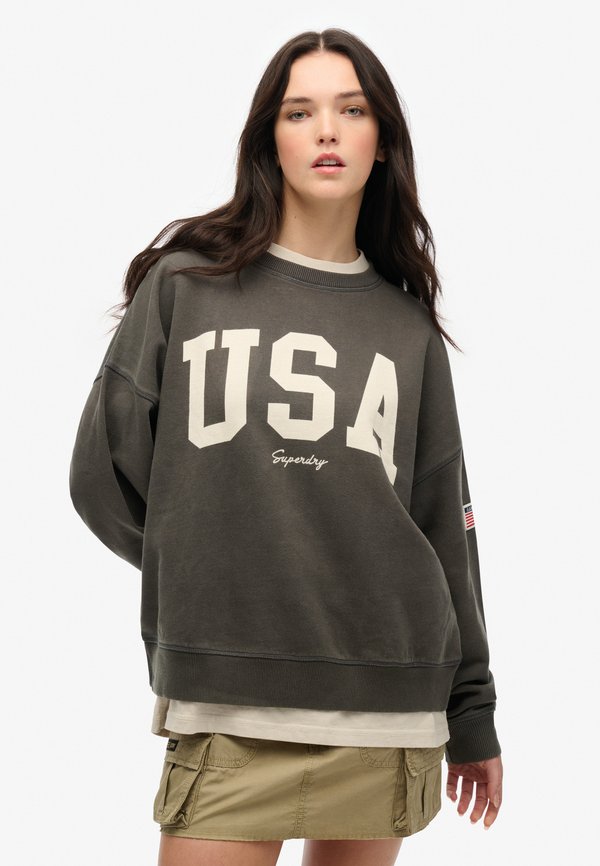 Superdry & Co SUPERDRY ATHLETIC ESSENTIALS RELAXED CREW  - Sweatshirt - charcoal