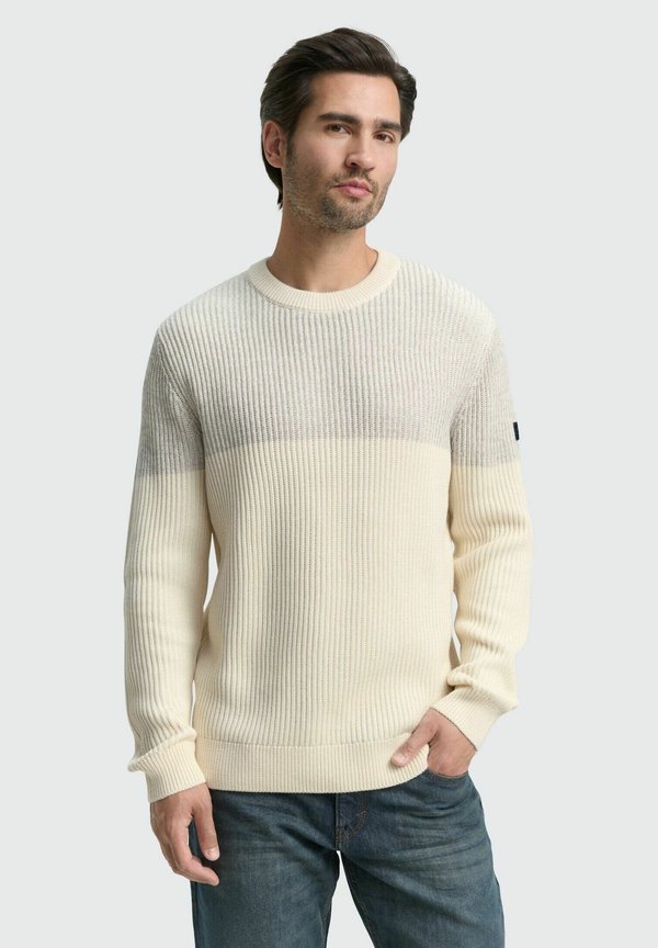 TOM TAILOR Jumper - offwhite grey plated mouline