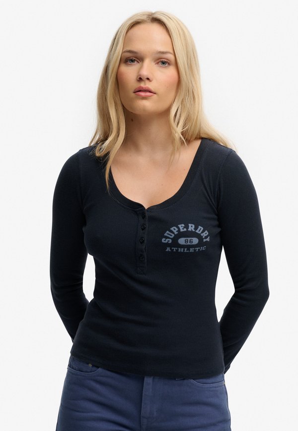 Superdry & Co SUPERDRY ATHLETIC BUTTON DOWN LONG SLEEVE TOP.. - Long sleeved top - eclipse navy