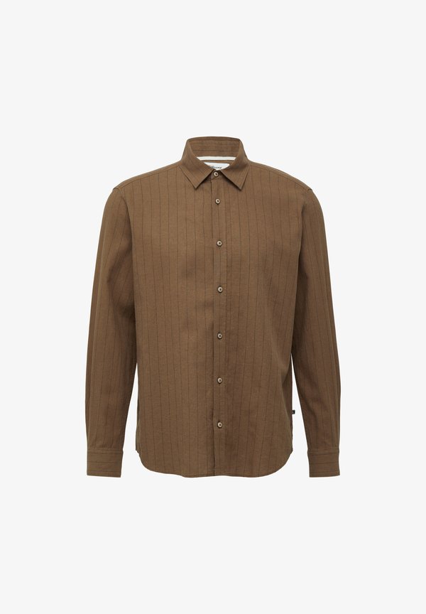 s.Oliver REGULAR FIT GESTREIFTES MIT KENTKRAGEN - Shirt - sandstein