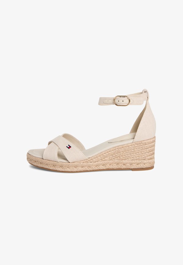 Tommy Hilfiger HEMP CROSSOVER STRAP WEDGE ESPADRILLES - Espadrilles - classic beige