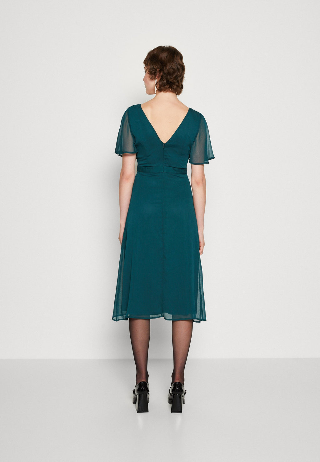 VILA VIRILLA V NECK MIDI DRESS