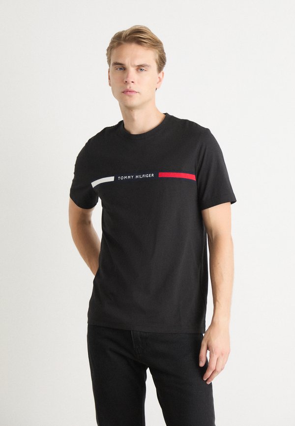 Tommy Hilfiger HILFIGER CHEST INSERT TEE - Print T-shirt - black