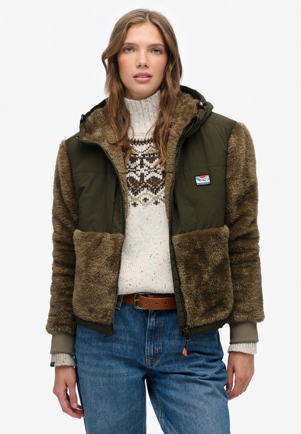Superdry & Co SUPER SOFT HYBRID FULL ZIP - Fleece jacket - winter twig beige
