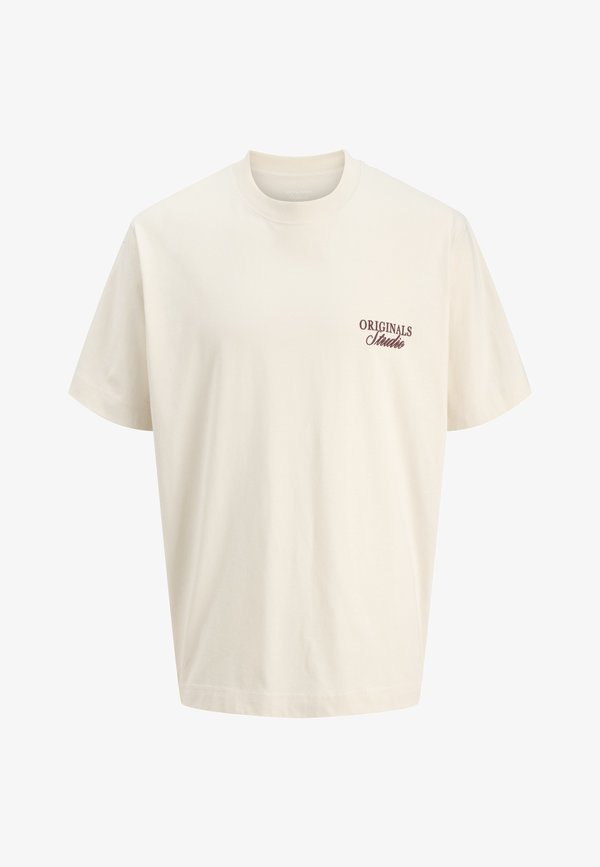 Jack & Jones JORNORREBRO TYPO TEE SS CREW NECK NOOS - Print T-shirt - antique white