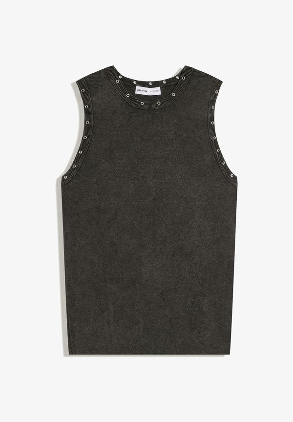Bershka TANK EYELETS - TOP - Top - black