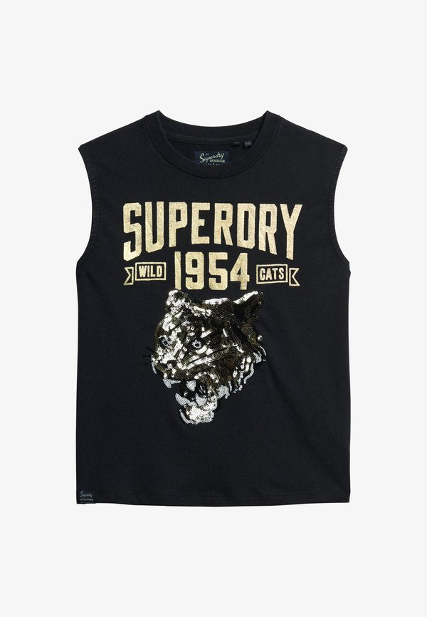 Superdry & Co EMBELLISHED ARCHIVE TANK - Top - jet black