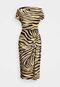 Lauren Ralph Lauren Print Buckle Trim Off the Shoulder Dress