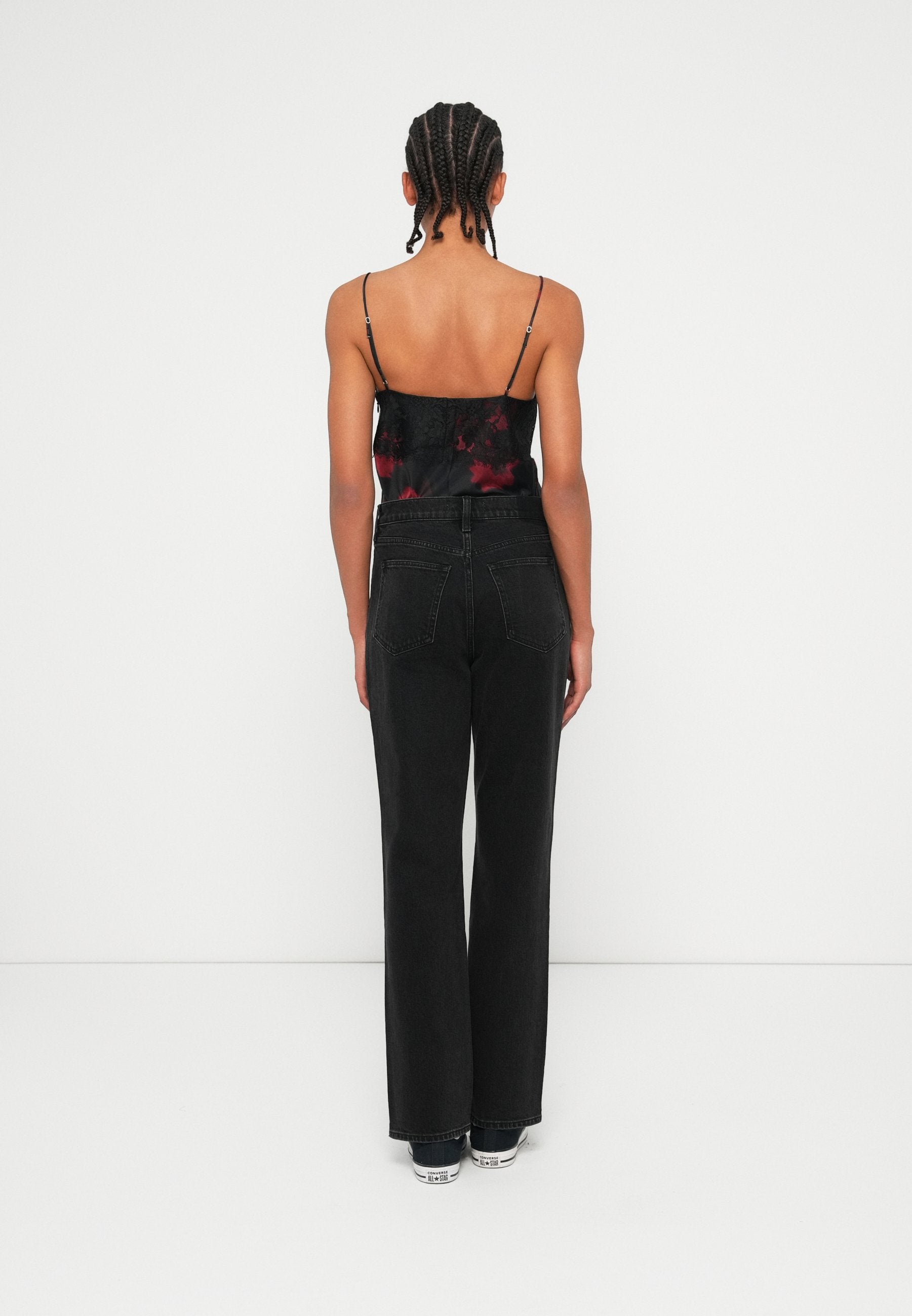 Abercrombie & Fitch WASHED BLACK STUDDED STRAIGHT