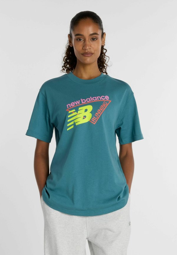 New Balance CLASSIC TRI-LOGO T-SHIRT - Print T-shirt - big teal