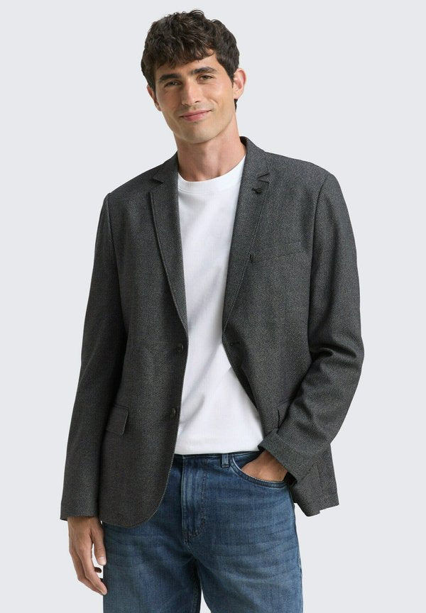 TOM TAILOR MIT STRETCH-ANTEIL - Blazer jacket - navy structured grindle