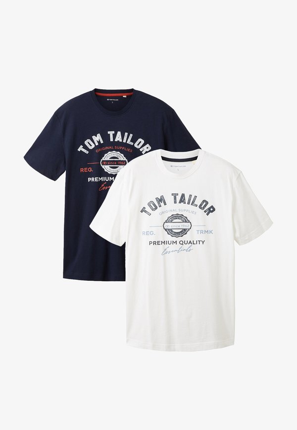 TOM TAILOR LOGO 2 PACK - Print T-shirt - blau-weiß