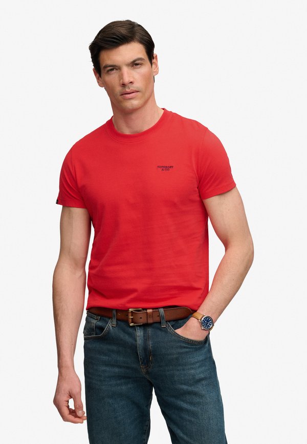 Superdry & Co SUPERDRY ESSENTIAL STACKED LOGO EMBROIDERED T-SHIRT.. - Basic T-shirt - lollipop red navy