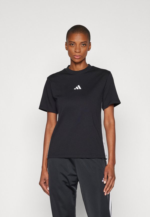 adidas Sportswear ESSENTIALS 3 STRIPES - Print T-shirt - black/white