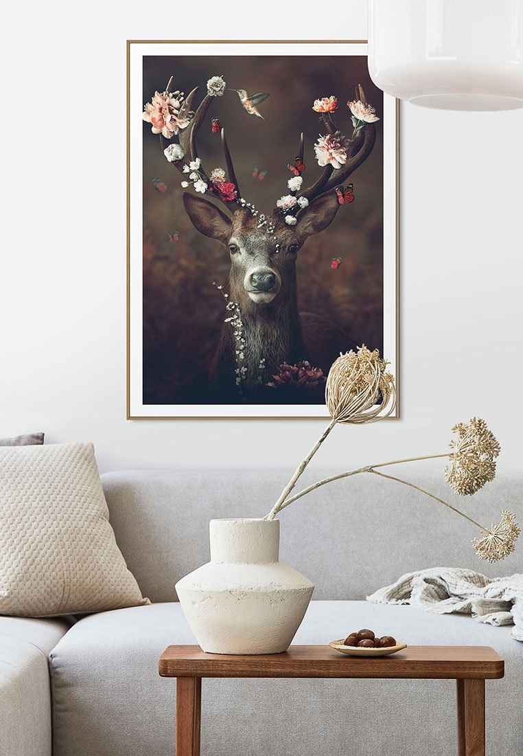 Orange Wallz FLORAL DEER