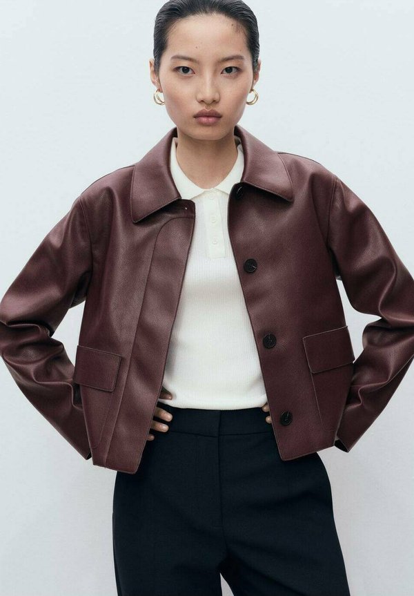Mango Faux leather jacket - bordeaux