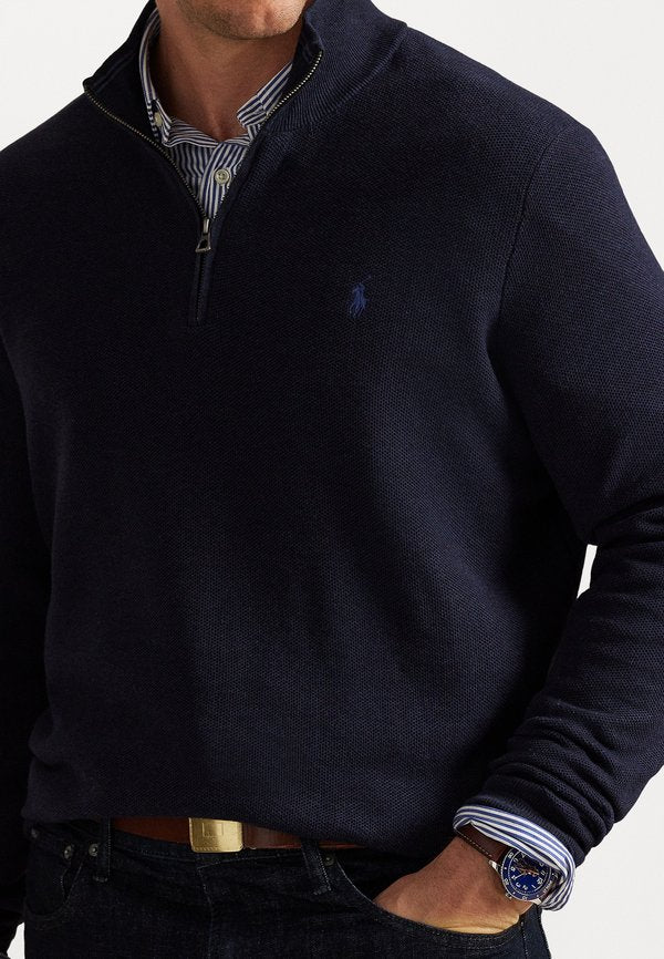 Polo Ralph Lauren Big & Tall MESH-KNIT COTTON QUARTER-ZIP JUMPER