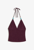 Bershka RUSTIC HALTER TOP - Top - mauve