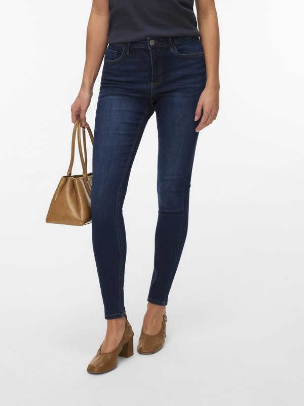 Vero Moda Skinny fit VMPOLLY Mid rise - Jeans Skinny Fit - dark blue denim