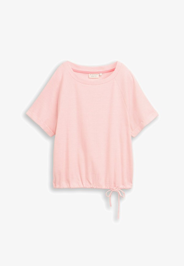 TOM TAILOR T-SHIRT MIT KORDELZUG UND STREIFEN - Basic T-shirt - pink white structure stripe