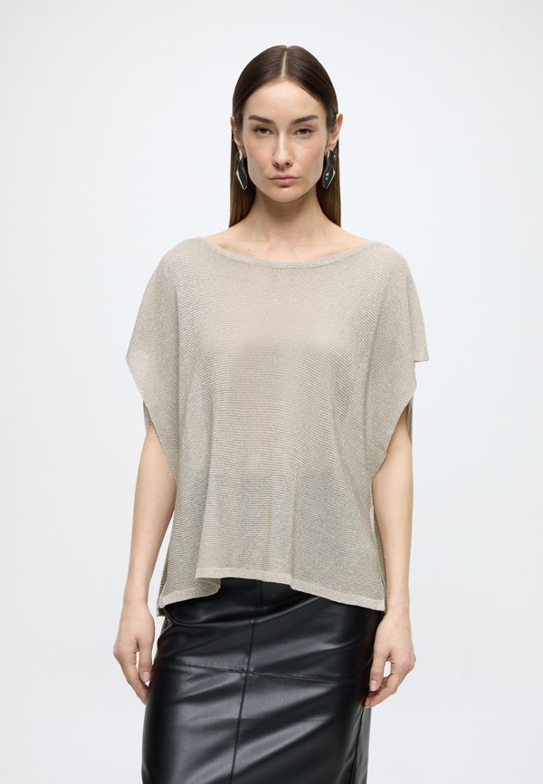 TOM TAILOR LUREX PONCHO - Cape - sand stone beige
