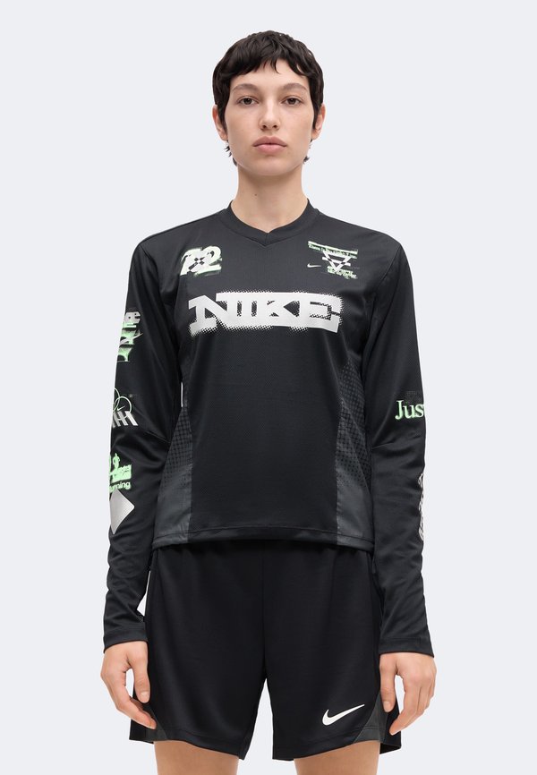 Nike Performance SWIFT - Long sleeved top - black iron grey/illusion green