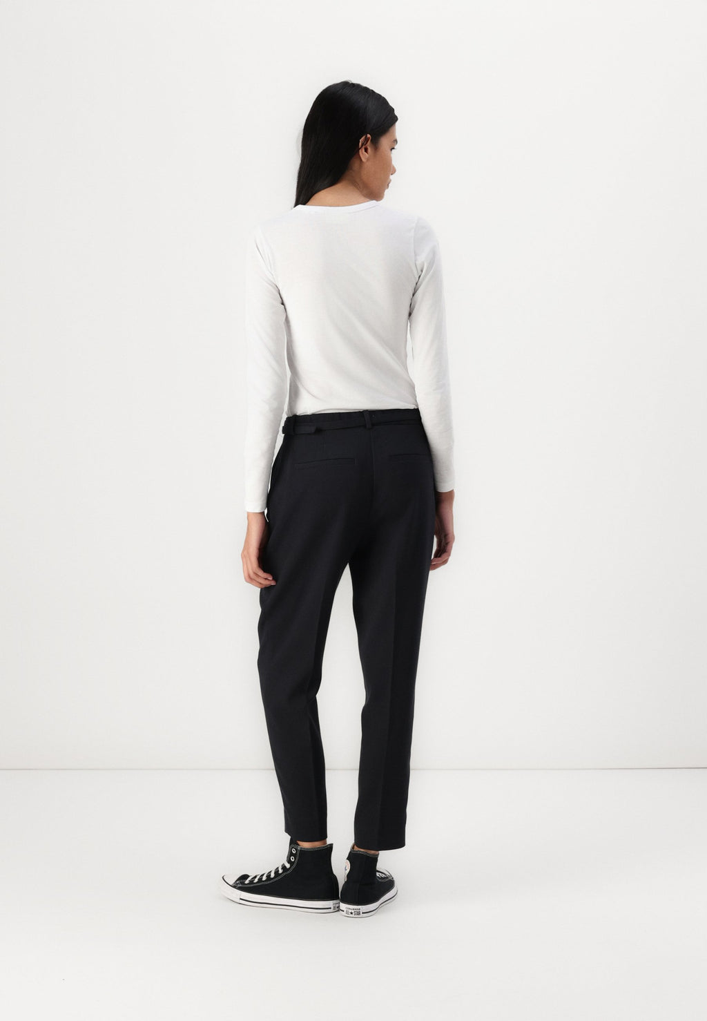 Abercrombie & Fitch Curve Love High Rise Belted Ankle Straight Pant