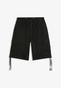 Bershka WIDE-LEG CARGO - BERMUDA SHORTS - Shorts - black