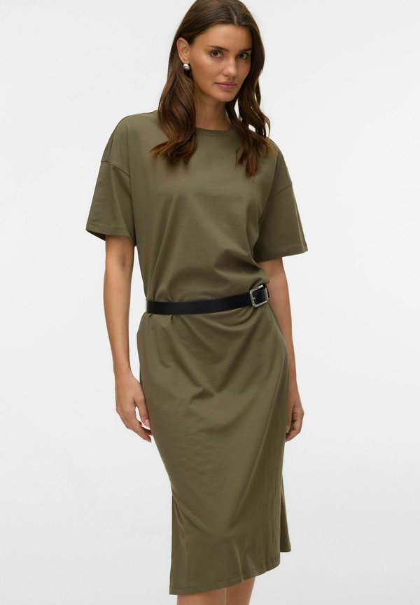 Vero Moda VMMOLLY Long - T-Shirt Dress - khaki