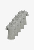 Jack & Jones 5 PACK - Basic T-shirt - light grey melange