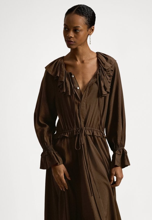 Polo Ralph Lauren RUFFLED BLOUSON CREPE DRESS