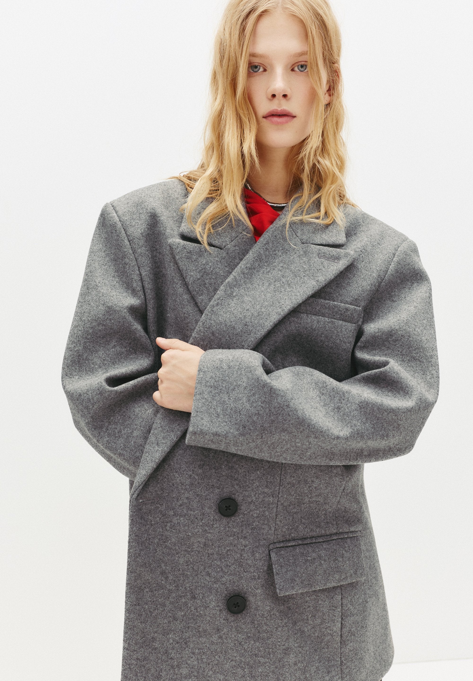 PULL&BEAR TAILORED FIT FELT TEXTURE