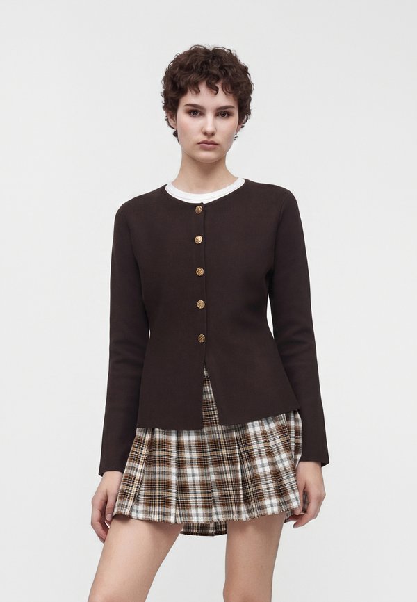 ONLY ONLMELLI ONECK BUTTON CARDI - Cardigan - chocolate torte