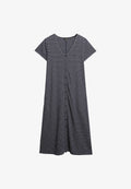 Superdry & Co SHORT SLEEVE BUTTON THROUGH MIDI - Jersey dress - navy optic stripe