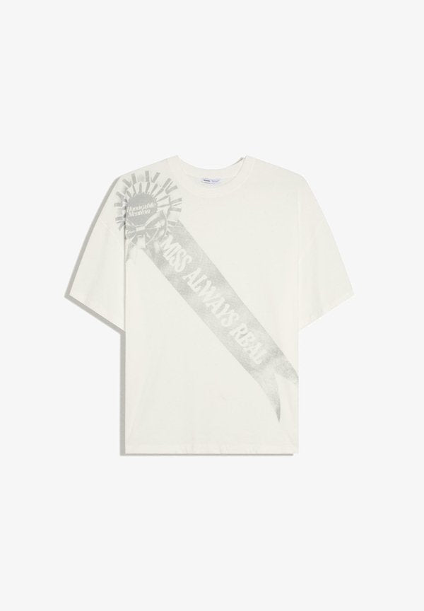 Bershka SHORT SLEEVE PRINT T-SHIRT - Print T-shirt - white