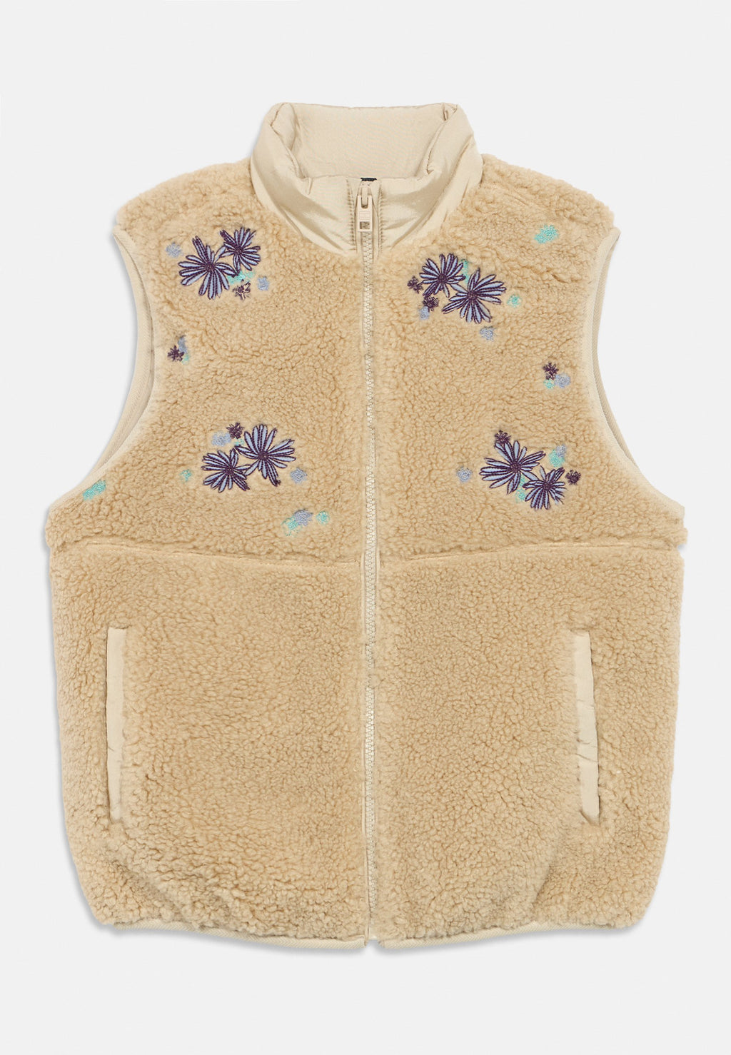 FLORAL EMBROIDERY RELAXED TEDDY GILET Media 1
