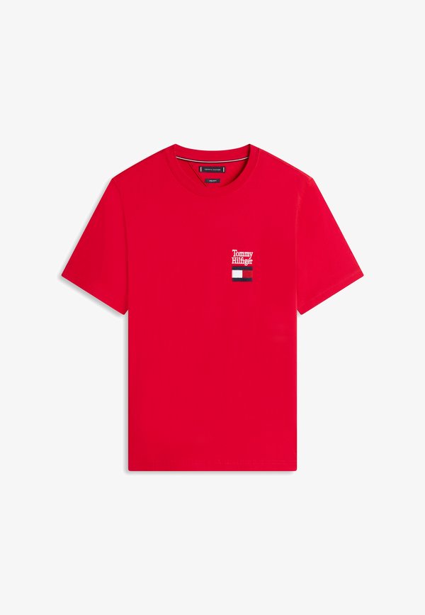 Tommy Hilfiger LOGO EMBROIDERY JERSEY CREW NECK T-SHIRT - Print T-shirt - medium red