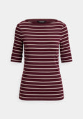 Lauren Ralph Lauren Petite STRIPED STRETCH COTTON BOATNECK TEE