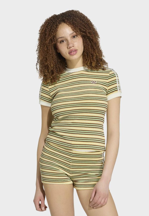 adidas Originals SUMMER GLOW SLIM STRIPED - Print T-shirt - multicolor/easy yellow